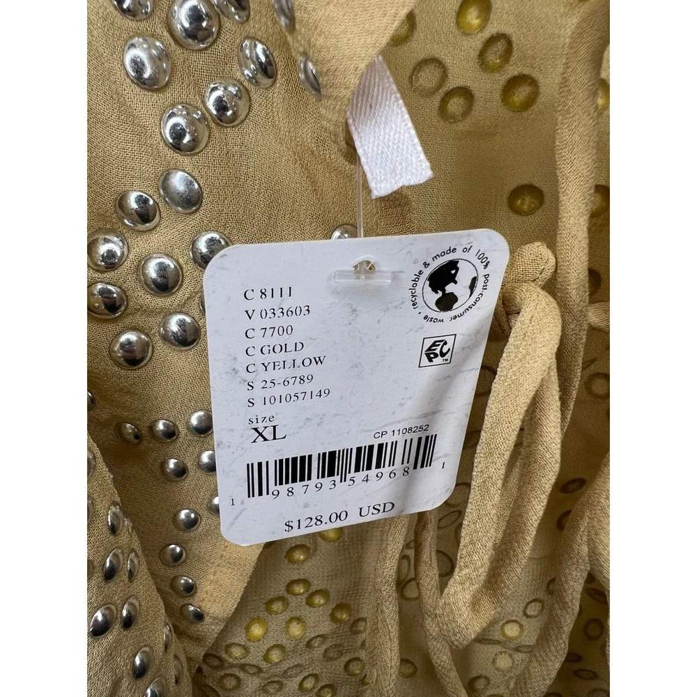 Free People Womens Camisole Studded Tie Back Yellow XL